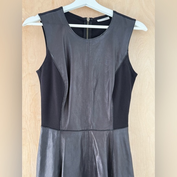 Halogen Black Sleeveless A-line Leather Mini Dress - Picture 6 of 12